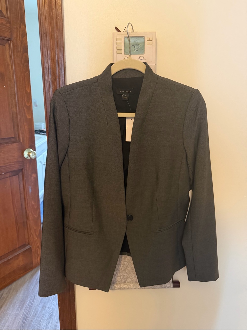 Ann Taylor Charcoal Gray Single-Button Blazer and Trousers